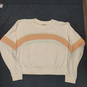 Cream Sweatshirt with Rainbow Stripes